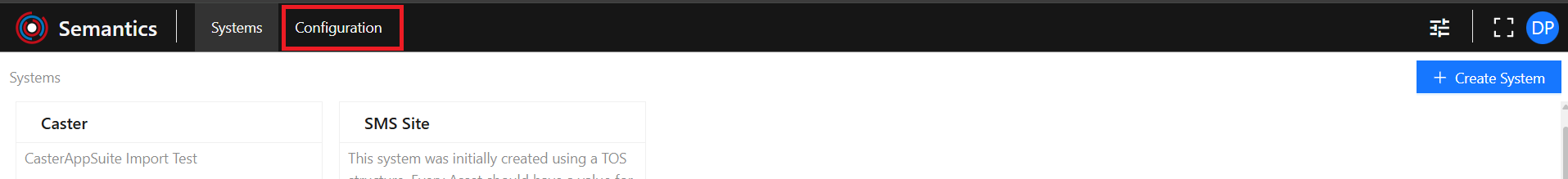 Configuration Menu Item