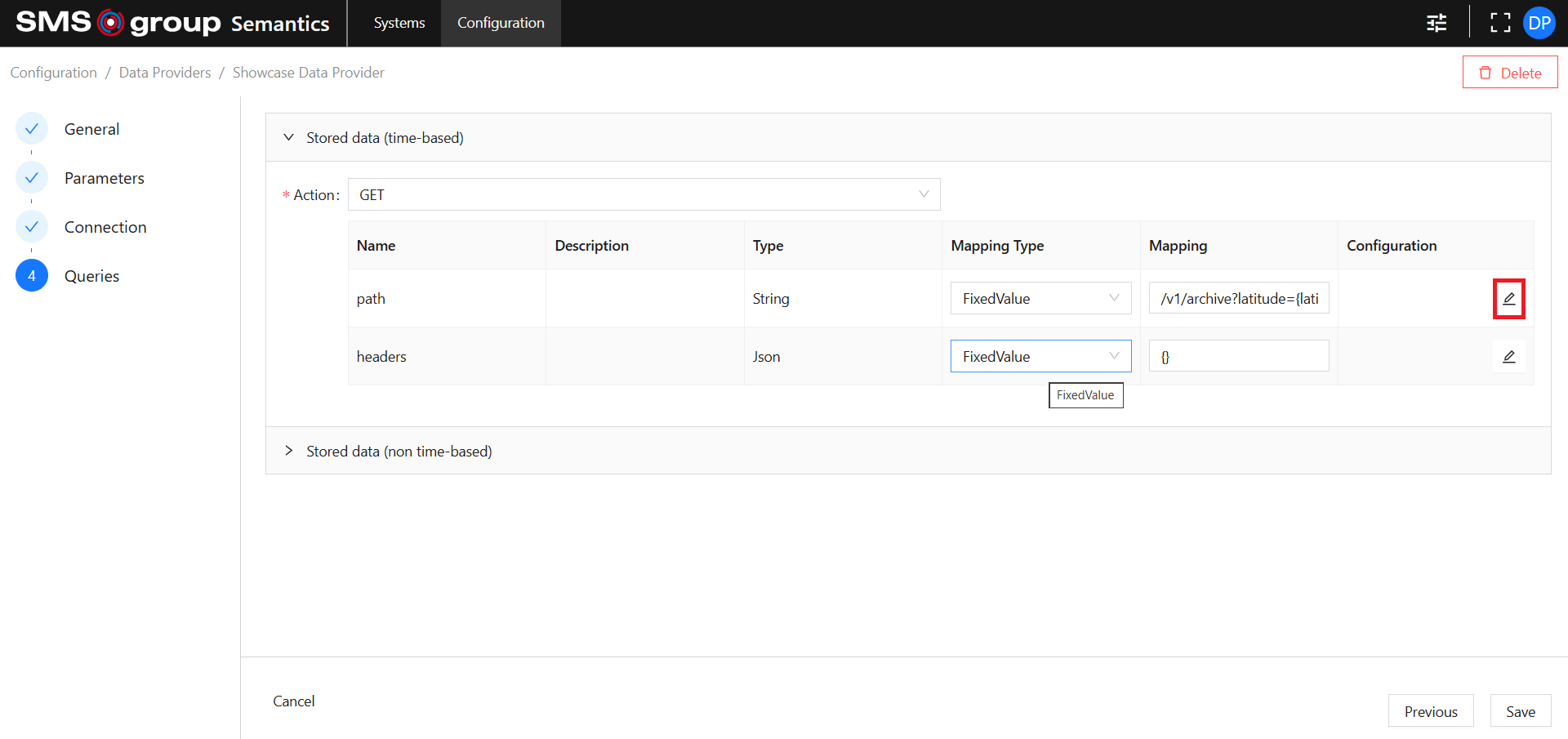 Create Data Provider Example Queries Configuration Button