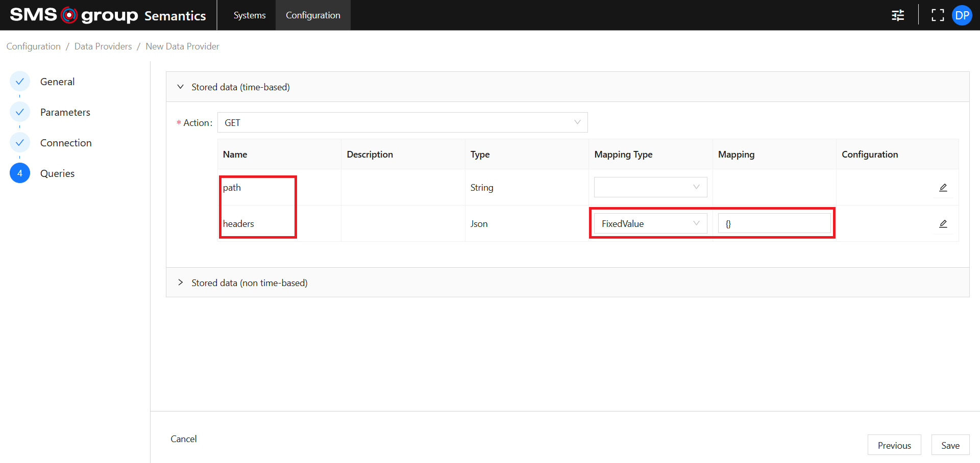 Create Data Provider Example Queries Headers