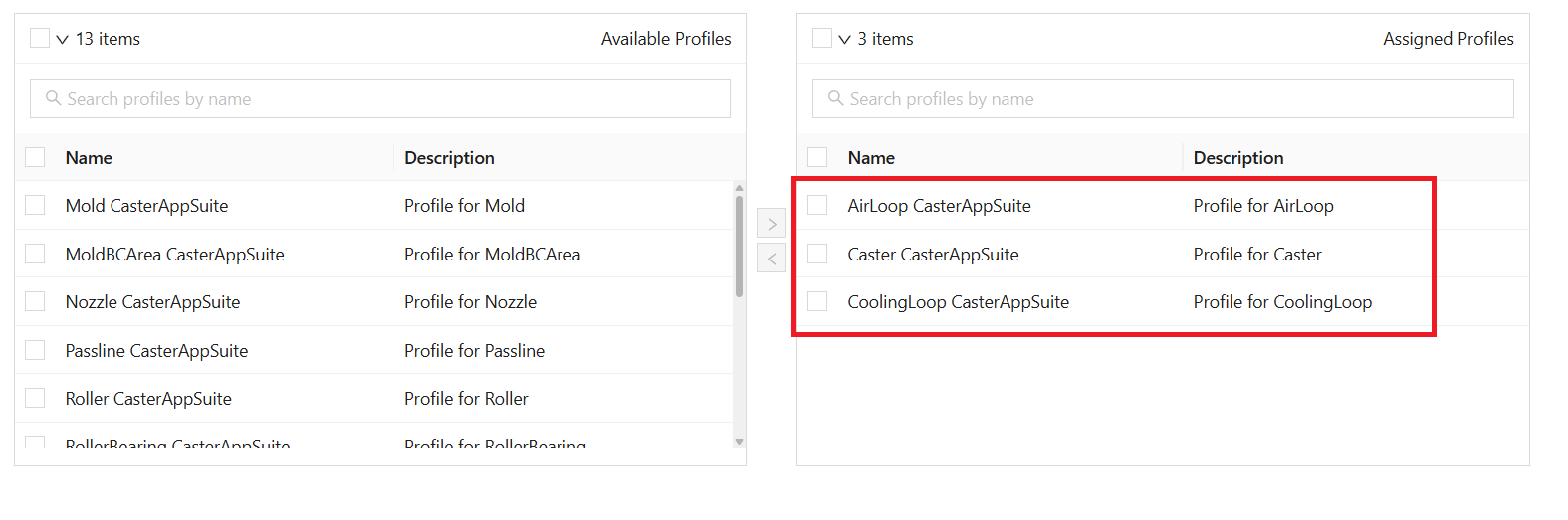 Create Profile Composition Assigned Profiles