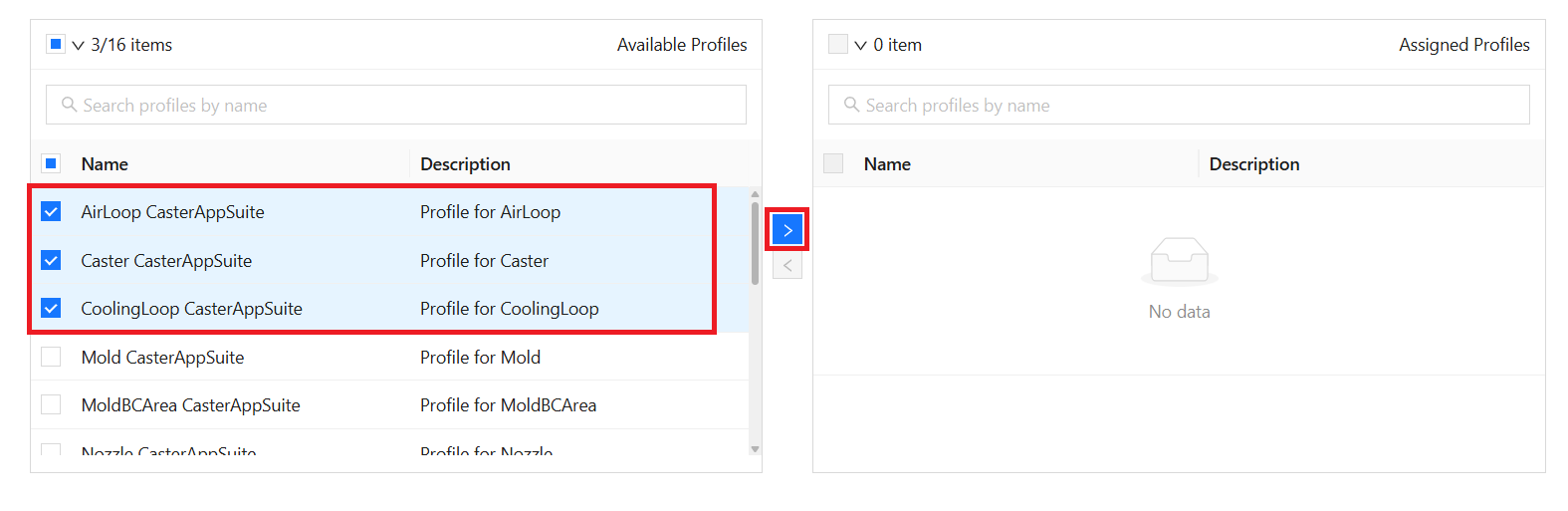 Create Profile Composition Available Profiles