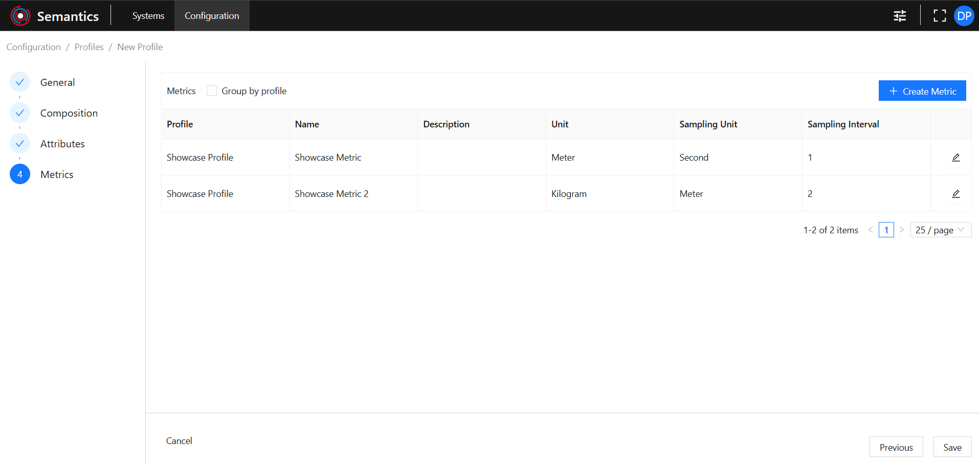 Create Profile Metrics Overview