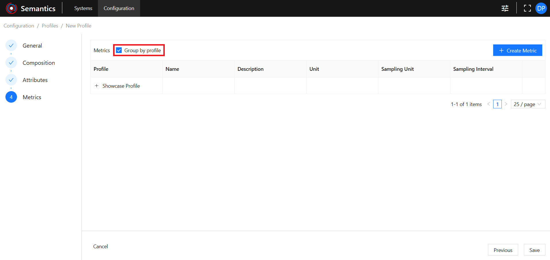 Create Profile Metrics Group By Profile