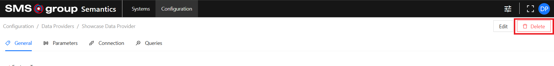 Data Provider View Delete Button