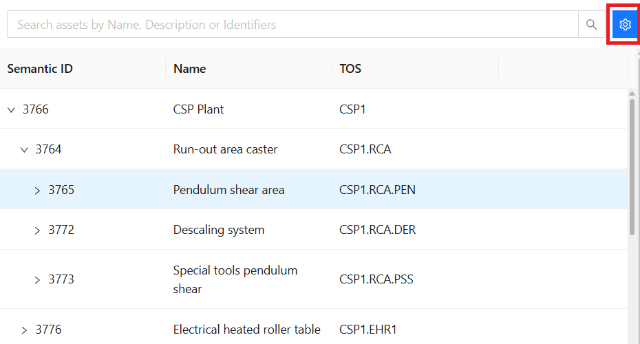 Hierarchy View Settings Button