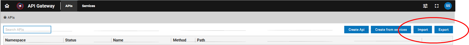 Export and Import button