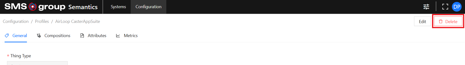 Profile View Delete Button
