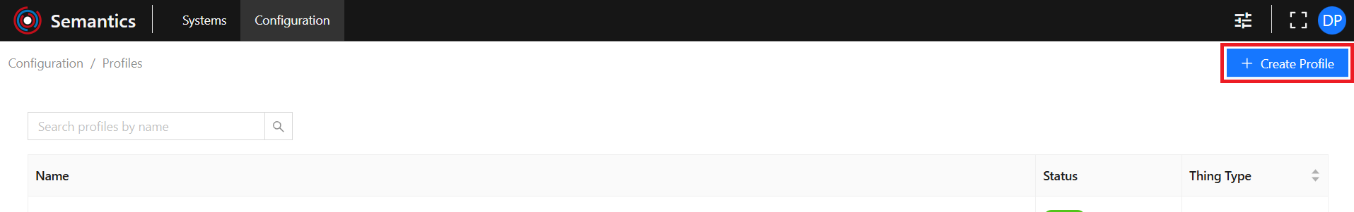 Create Profile Button