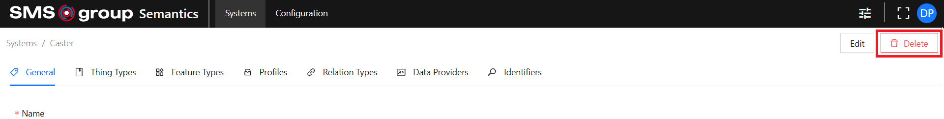 System View Delete Button