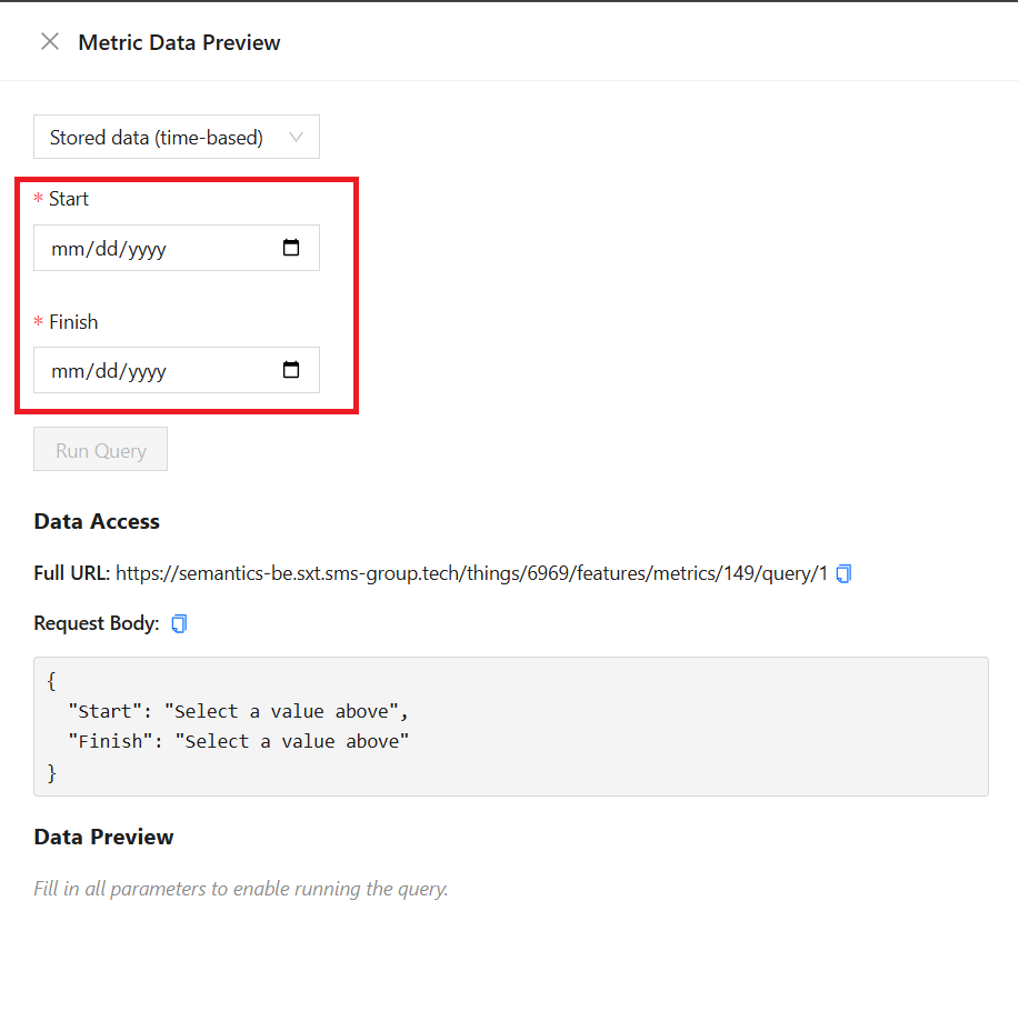 Thing Edit Metrics Overview Data Preview Query With Parameters