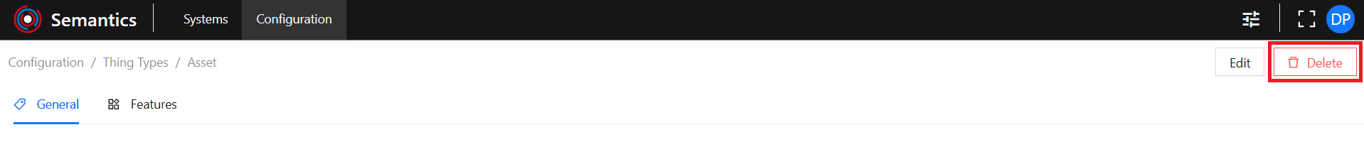 Thing Type View Delete Button
